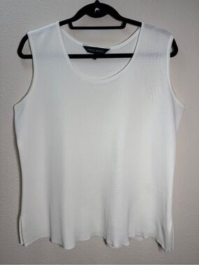 MING WANG White Knit Tank Top M Medium Luxury Basics Layering Shell Blouse